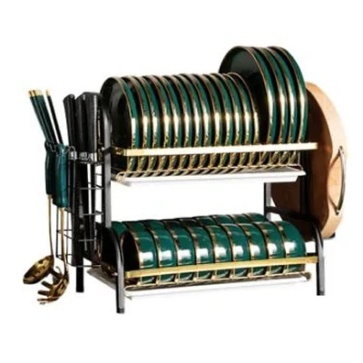 Scurgator vase bucatarie etajat cu 2 niveluri pentru organizare eficienta BS