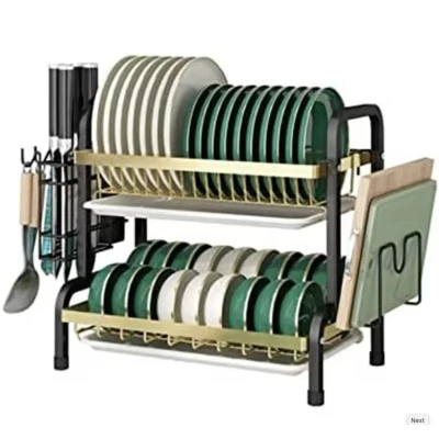 Scurgator vase bucatarie etajat cu 2 niveluri pentru organizare eficienta BS