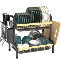 Scurgator vase bucatarie etajat cu 2 niveluri pentru organizare eficienta BS