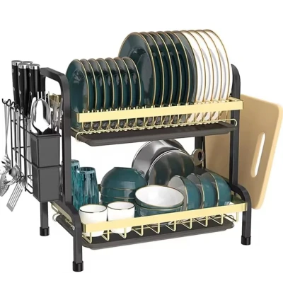 Scurgator vase bucatarie etajat cu 2 niveluri pentru organizare eficienta BS