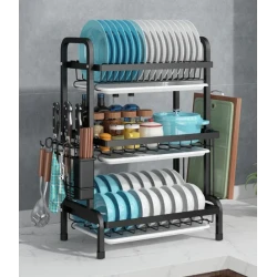 Scurgator vase bucatarie etajat cu 3 niveluri pentru organizare eficienta BS