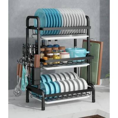 Scurgator vase bucatarie etajat cu 3 niveluri pentru organizare eficienta BS