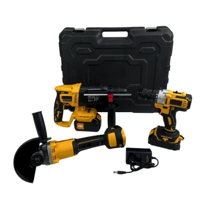 Set 3 scule cu acumulator Autofiletanta Polizor unghiular Rotopercutor cu distantier 2 acumulatori
