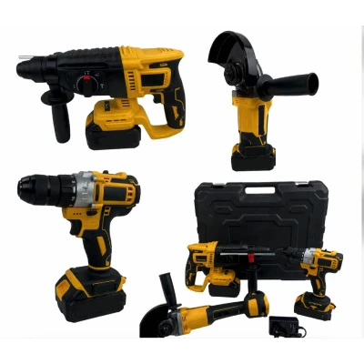Set 3 scule cu acumulator Autofiletanta Polizor unghiular Rotopercutor cu distantier 2 acumulatori