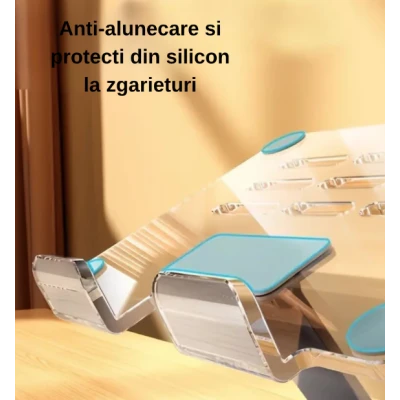 Suport de birou pentru tableta pliabil si 360 grade unghi reglabil transparent KP930 aluminiu acrilic