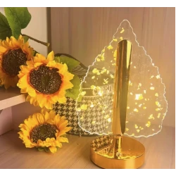 Lampa decorativa in forma de BRAD LED 3 culori Touch dimabil Reincarcabila USB Baza aurie eleganta