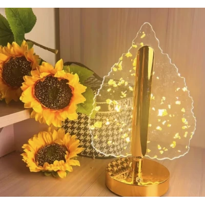 Lampa decorativa in forma de BRAD LED 3 culori Touch dimabil Reincarcabila USB Baza aurie eleganta