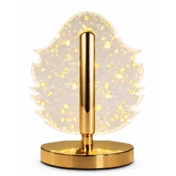 Lampa decorativa in forma de FRUNZA LED 3 culori Touch dimabil Reincarcabila USB Baza aurie eleganta