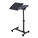 Masa pentru laptop cu roti neagra reglarea inaltimii unghiului blatului mesei inaltime maxima 80 cm