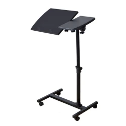 Masa pentru laptop cu roti neagra reglarea inaltimii unghiului blatului mesei inaltime maxima 80 cm
