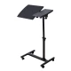 Masa pentru laptop cu roti neagra reglarea inaltimii unghiului blatului mesei inaltime maxima 80 cm