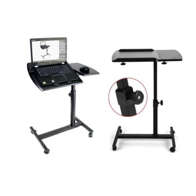 Masa pentru laptop cu roti neagra reglarea inaltimii unghiului blatului mesei inaltime maxima 80 cm