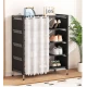 Organizator pantofi 5 rafturi suport metalic cu perdea negru 58x26x78cm