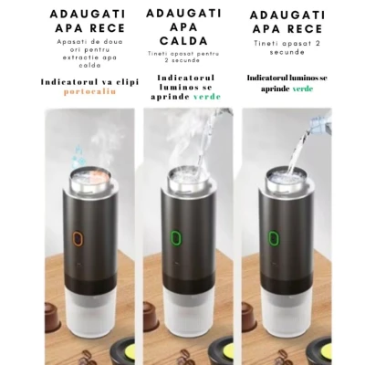 Espressor masina de cafea portabila 3 in 1 cu functie de autoincalzire capsule de espresso incalzite cafea macinata