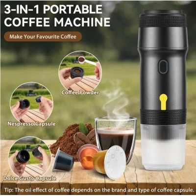 Espressor masina de cafea portabila 3 in 1 cu functie de autoincalzire capsule de espresso incalzite cafea macinata