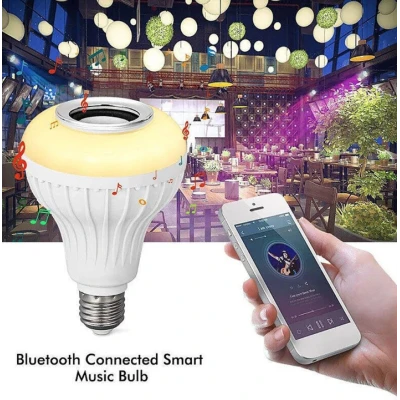 Bec Bluetooth colorat E27 cu sincronizare muzicala wireless cu control prin aplicatie
