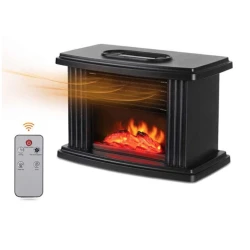 Aeroterma portabila cu efect semineu incalzire instant 1000W telecomanda inclusa