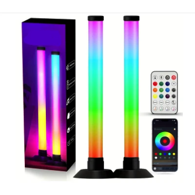 UB Set 2 lampi LED smart RGB cu lumina ambientala sincronizare muzicala WiFi Mutiple Moduri Aplicatie Pentru Filme Gaming Negru