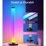 Set 2 lampi LED smart RGB cu lumina ambientala sincronizare muzicala WiFi Mutiple Moduri Aplicatie Pentru Filme Gaming Negru