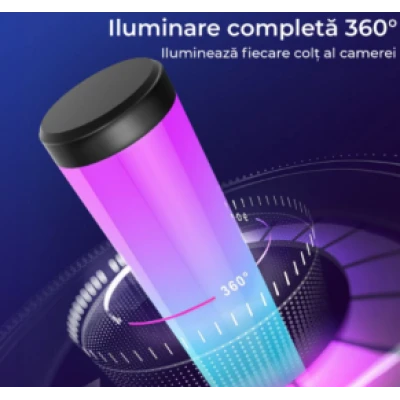 Set 2 lampi LED smart RGB cu lumina ambientala sincronizare muzicala WiFi Mutiple Moduri Aplicatie Pentru Filme Gaming Negru
