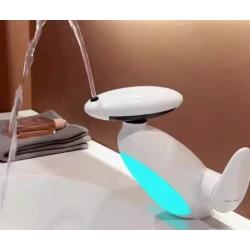 Baterie chiuveta baie premium ALB 4 tipuri de Jet cap retractabil Iluminare LED control inteligent al apei