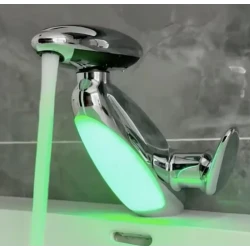 Baterie chiuveta baie premium CROM 4 tipuri de Jet cap retractabil Iluminare LED control inteligent al apei