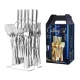 Set 24 piese tacamuri ARGINTII cu suport otel inoxidabil AH