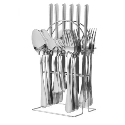 Set 24 piese tacamuri ARGINTII cu suport otel inoxidabil AH