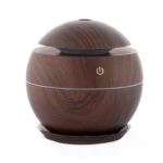 Umidificator ultrasonic si difuzor uleiuri esentiale 200 ml ROTUND Lumini LED USB Maro inchis