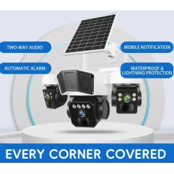 Camera de supraveghere exterior 4G tip 3 in 1 cu panou solar 3 lentile