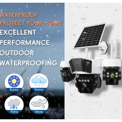 Camera de supraveghere exterior 4G tip 3 in 1 cu panou solar 3 lentile