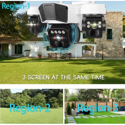 Camera de supraveghere exterior 4G tip 3 in 1 cu panou solar 3 lentile