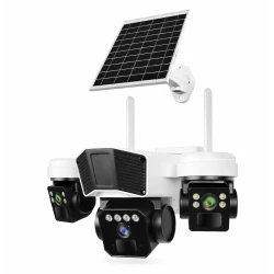 Camera de supraveghere exterior 4G tip 3 in 1 cu panou solar 3 lentile
