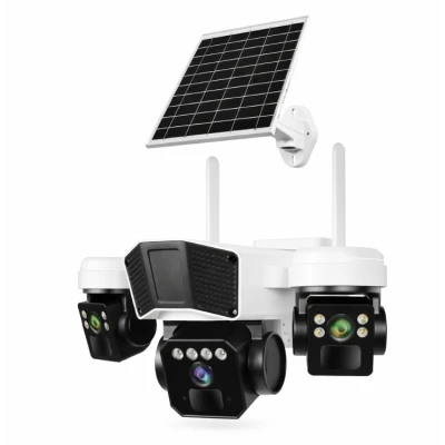 Camera de supraveghere exterior 4G tip 3 in 1 cu panou solar 3 lentile