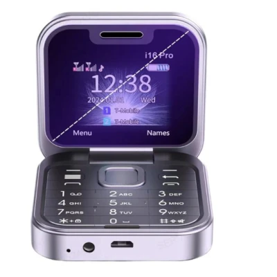 Mini telefon mobil pliabil cu clapa radio FM lista neagra vocala apelare rapida cu vibratii 2 cartele SIM ecran mic