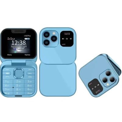 Mini telefon mobil pliabil cu clapa radio FM lista neagra vocala apelare rapida cu vibratii 2 cartele SIM ecran mic