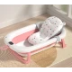 Cadita pliabila pentru bebelusi cu termometru digital dop de scurgere picioare anti alunecare ROZ