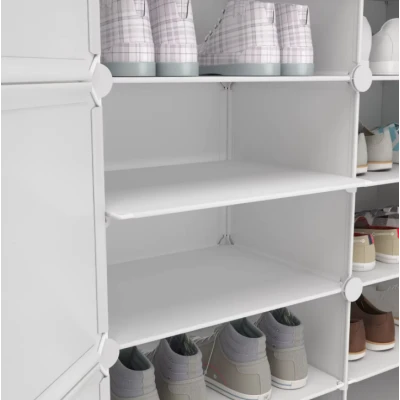 Dulap Modular pentru Pantofi cu Usi Transparente Impermeabil NEGRU