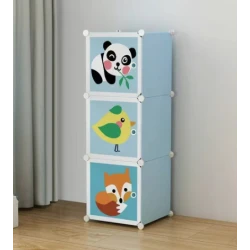 Dulap modular cu ANIMALUTE 3 compartimente colorat pentru camera copiilor
