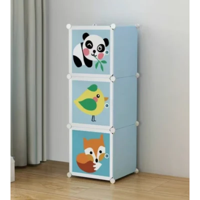 Dulap modular cu ANIMALUTE 3 compartimente colorat pentru camera copiilor