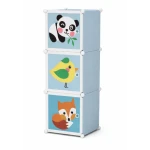 Dulap modular cu ANIMALUTE 3 compartimente colorat pentru camera copiilor