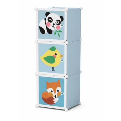 Dulap modular cu ANIMALUTE 3 compartimente colorat pentru camera copiilor