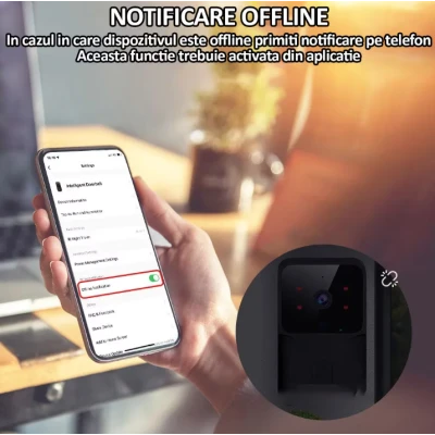 Sonerie wireless cu camera video rezolutie video HD 720p vedere nocturna microfon bidirectional control prin aplicatie distanta 50M