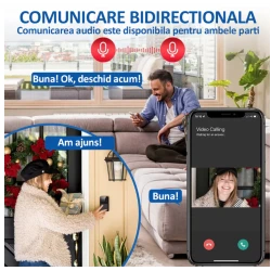 Sonerie wireless cu camera video rezolutie video HD 720p vedere nocturna microfon bidirectional control prin aplicatie distanta 50M