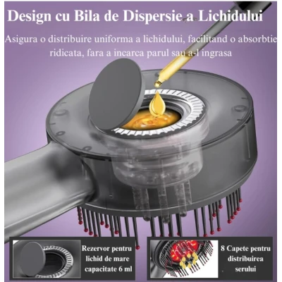 Perie pentru par cu tehnologie avansata BrushPro X6 aplicator de ser pentru scalp vibratii Infrarosu