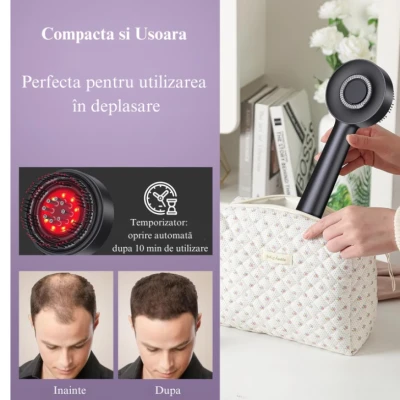 Perie pentru par cu tehnologie avansata BrushPro X6 aplicator de ser pentru scalp vibratii Infrarosu
