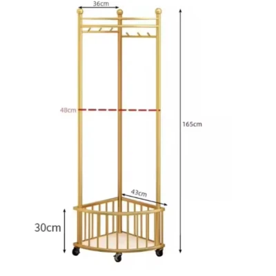 Cuier de colt cu roti impotriva peretelui metalic AURIU 51X34X160