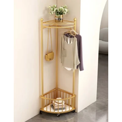 Cuier de colt cu roti impotriva peretelui metalic AURIU 51X34X160