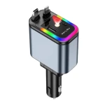 Incarcator auto 4 in 1 fast charge 2 cabluri retractabile Lightning si Type C iluminare RGB proiectie stelara
