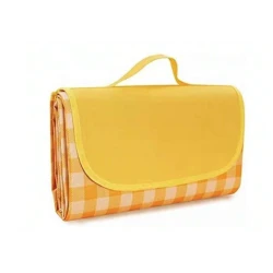 Patura de picnic dimensiune 100x150cm culoare GALBEN cu carouri